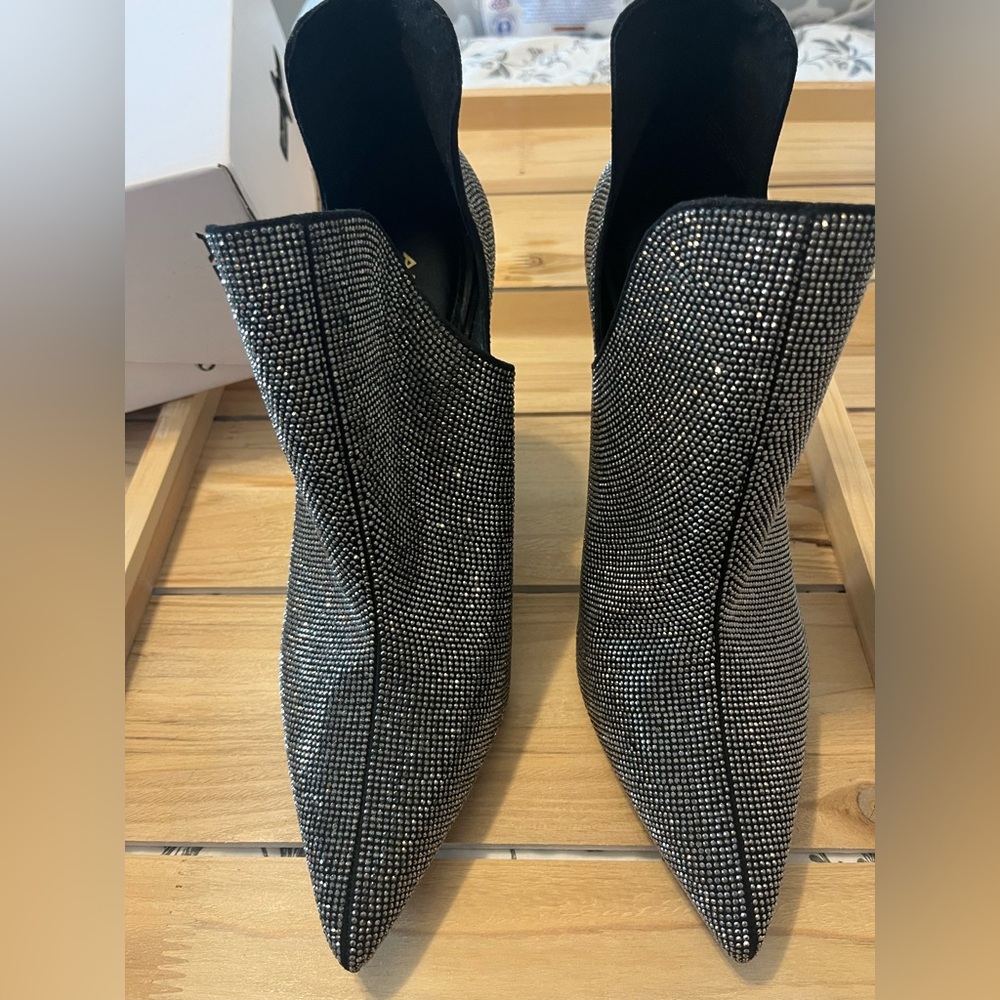 Aldo Black and Silver Ankle Booties